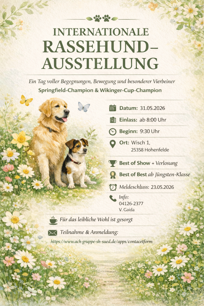 Plakat zur internationalen Rassehund-Ausstellung 2026